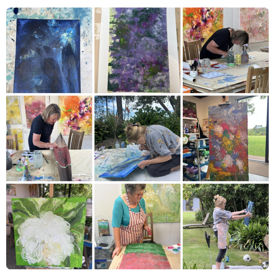 art class collage of paintings and lady painters Dec 2023